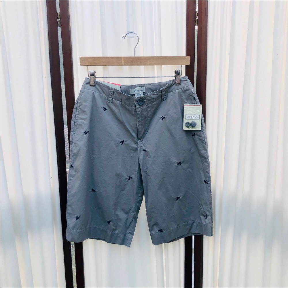 Embroidered Crab Bermuda Walking Shorts NEW